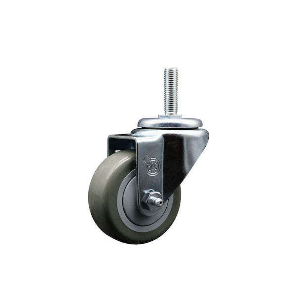 3 Inch Gray Polyurethane Wheel Swivel 34 Inch Threaded Stem Caster Service Caster